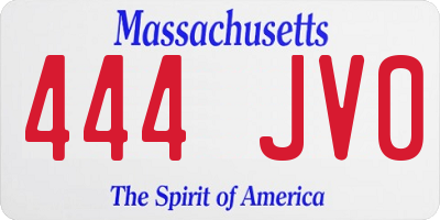 MA license plate 444JV0
