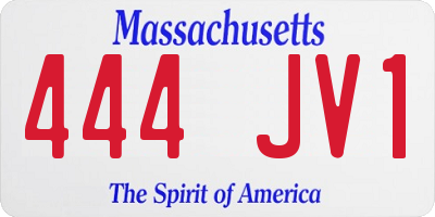 MA license plate 444JV1