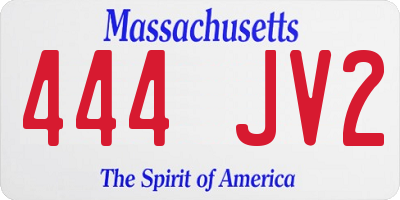 MA license plate 444JV2