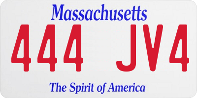 MA license plate 444JV4