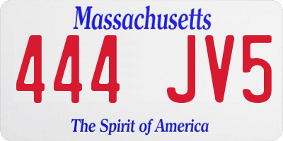 MA license plate 444JV5