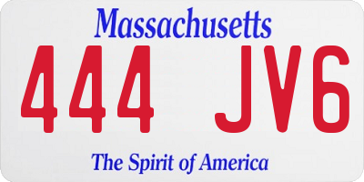 MA license plate 444JV6