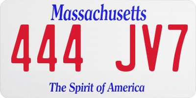 MA license plate 444JV7