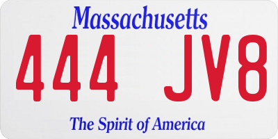 MA license plate 444JV8