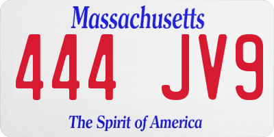 MA license plate 444JV9