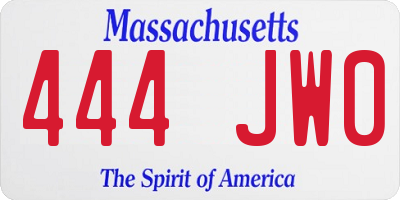 MA license plate 444JW0