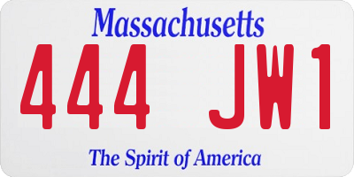 MA license plate 444JW1