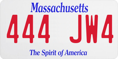 MA license plate 444JW4