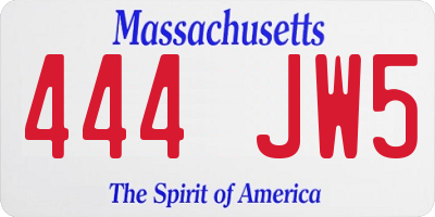 MA license plate 444JW5