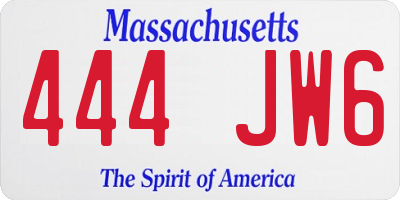MA license plate 444JW6