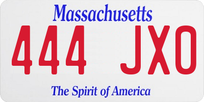 MA license plate 444JX0