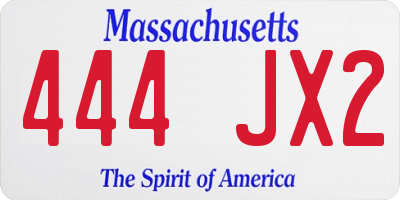 MA license plate 444JX2