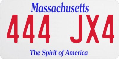 MA license plate 444JX4