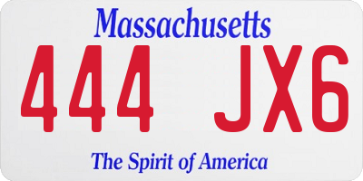 MA license plate 444JX6