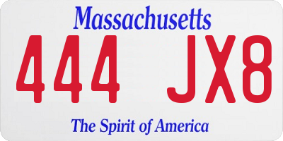 MA license plate 444JX8