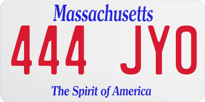 MA license plate 444JY0