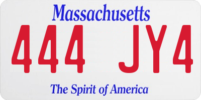 MA license plate 444JY4