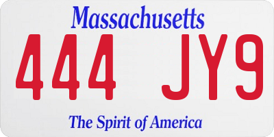 MA license plate 444JY9
