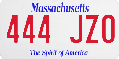 MA license plate 444JZ0