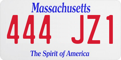 MA license plate 444JZ1