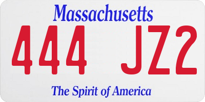 MA license plate 444JZ2