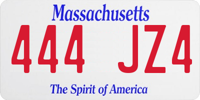 MA license plate 444JZ4