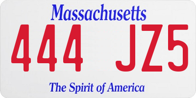 MA license plate 444JZ5