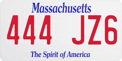 MA license plate 444JZ6