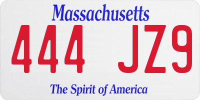 MA license plate 444JZ9