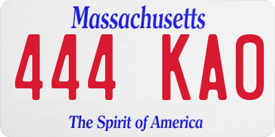 MA license plate 444KA0