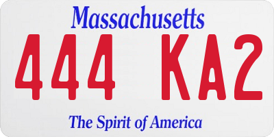 MA license plate 444KA2