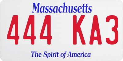MA license plate 444KA3