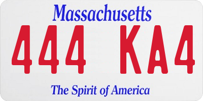 MA license plate 444KA4