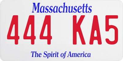 MA license plate 444KA5