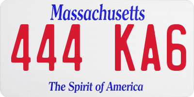 MA license plate 444KA6