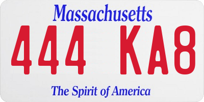 MA license plate 444KA8