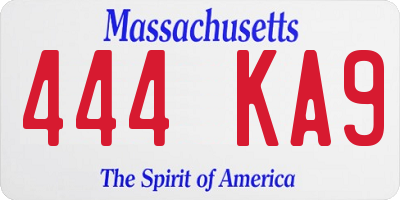 MA license plate 444KA9