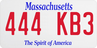 MA license plate 444KB3