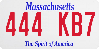 MA license plate 444KB7