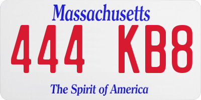 MA license plate 444KB8
