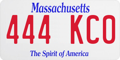 MA license plate 444KC0