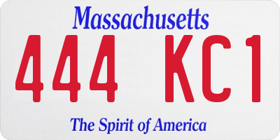 MA license plate 444KC1