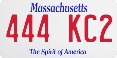 MA license plate 444KC2