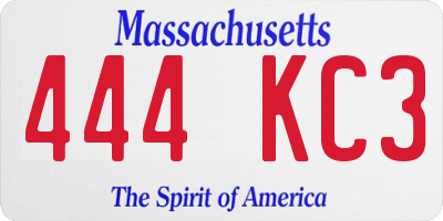 MA license plate 444KC3