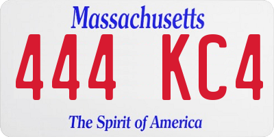 MA license plate 444KC4