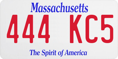 MA license plate 444KC5