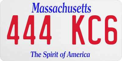 MA license plate 444KC6