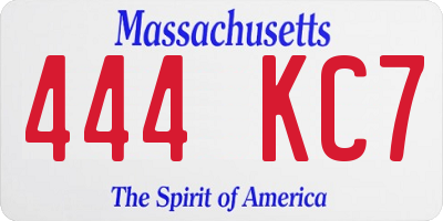 MA license plate 444KC7
