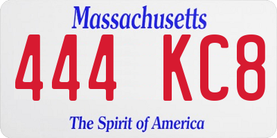 MA license plate 444KC8
