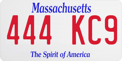 MA license plate 444KC9